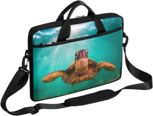 Hawaiian Sea Turtle Laptop Shoulder Messenger Bag Waterproof Laptop Briefcase with Handle and Padded Strap Case Sleeve for 13 13.3 14 15.6 Inch Laptop Case
