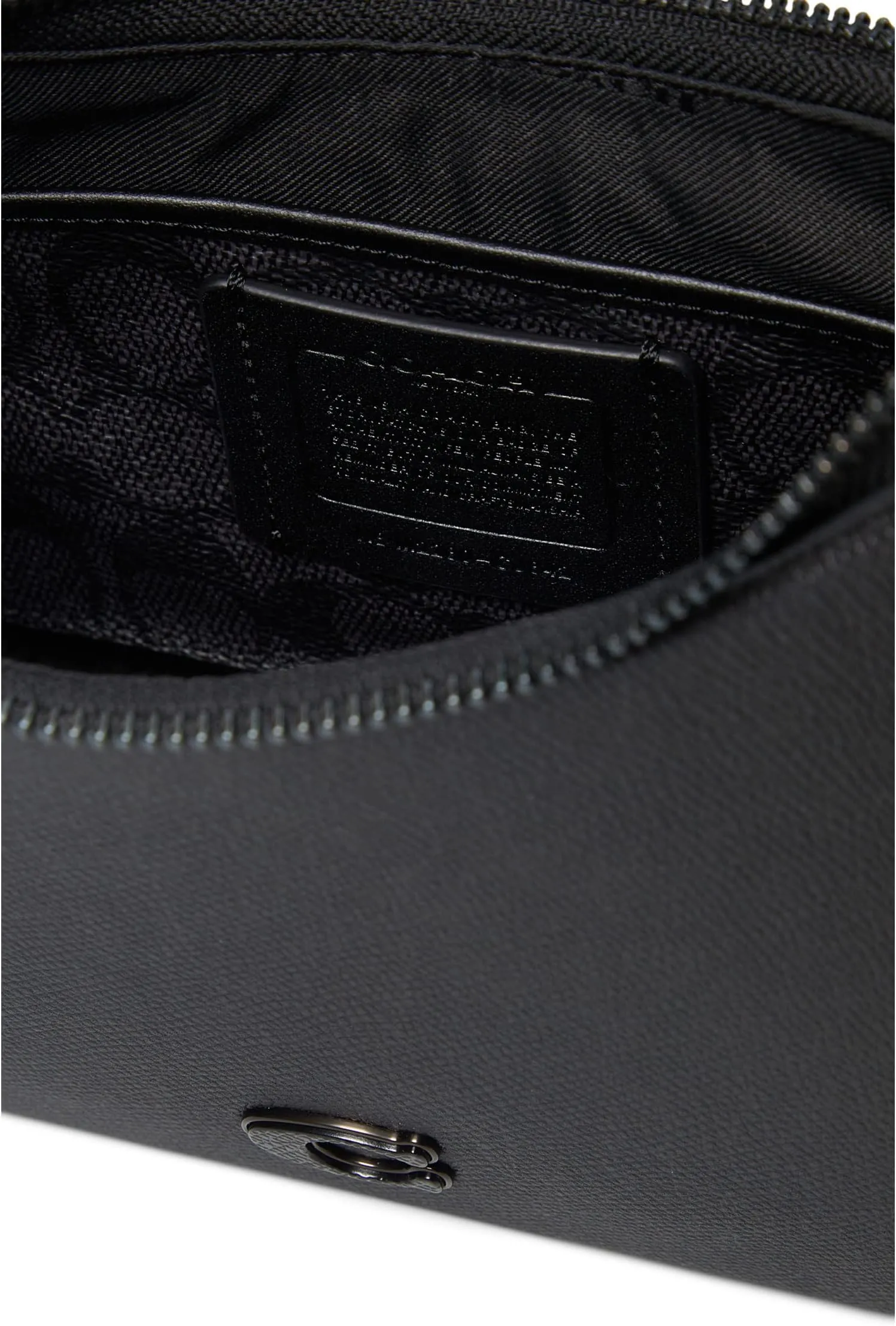 Hobo crossbody in leather with COACH cross pattern, black