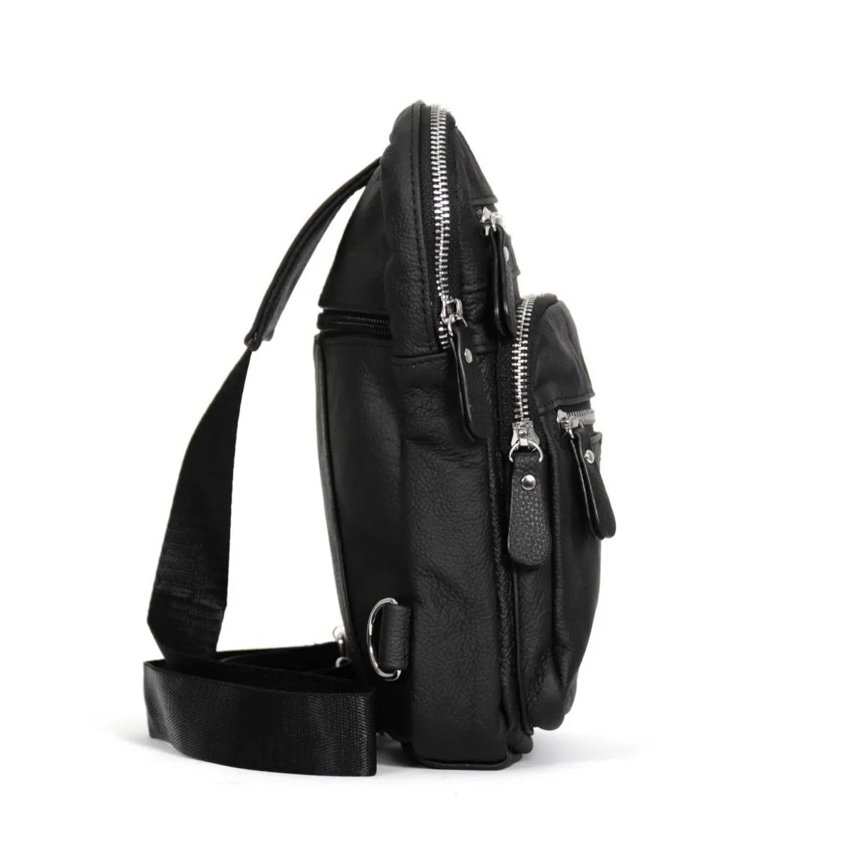 Hot Leathers PUA1158 Black Leather Compact Backpack w/ Zipper Closure