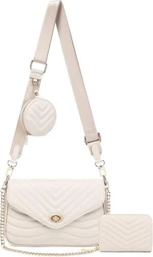 JEEHAN Quilted Crossbody Bags for women Designer Shoulder Handbags Small Purse