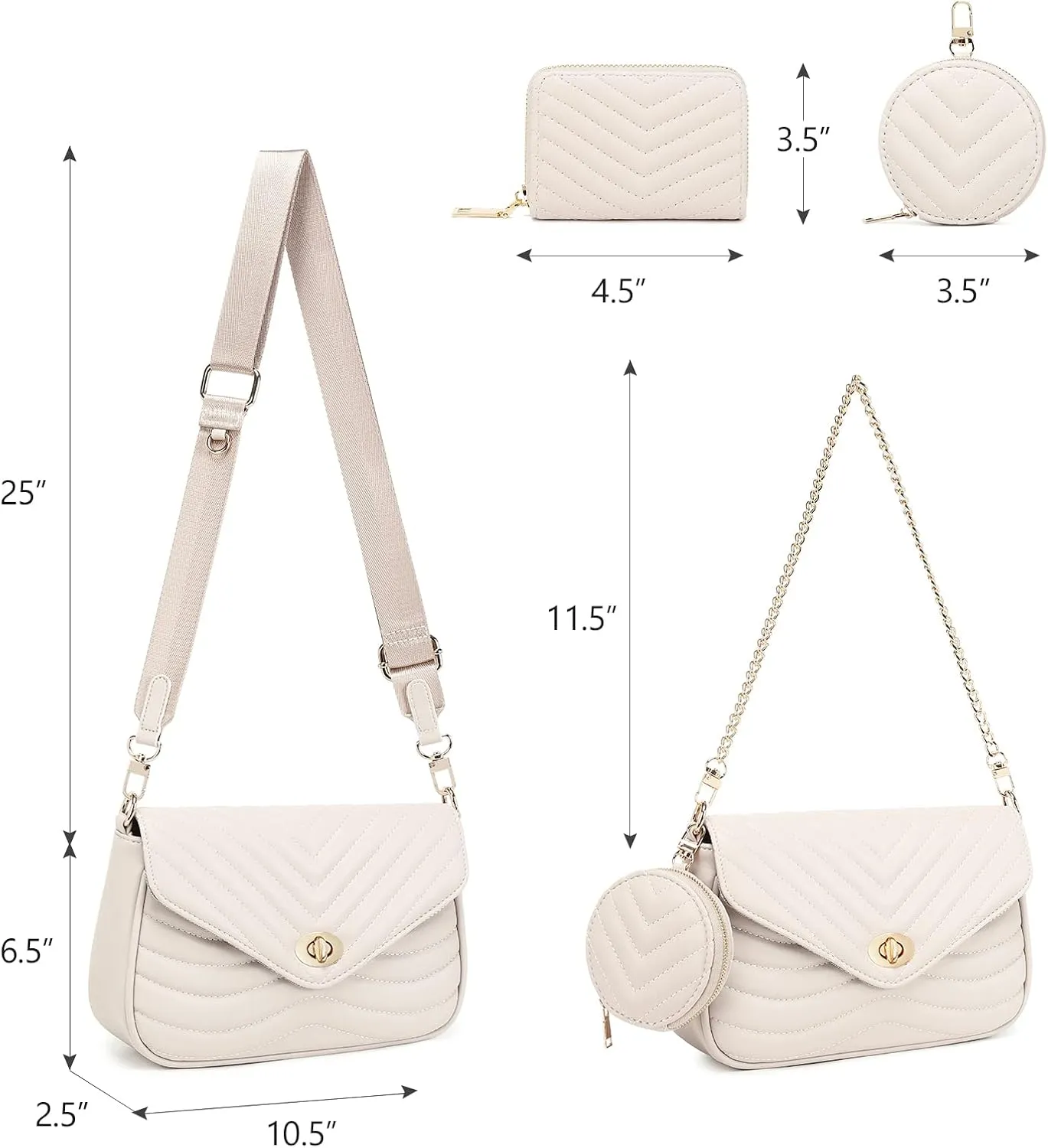 JEEHAN Quilted Crossbody Bags for women Designer Shoulder Handbags Small Purse