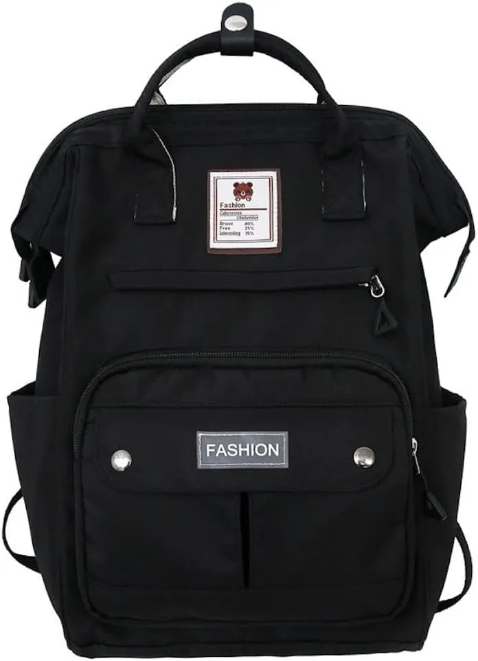 JHTPSLR Preppy Backpack Cute Vintage Backpack Solid Aesthetic Backpack Book Bags Large Waterproof Laptop Backpack Supplies (Black)