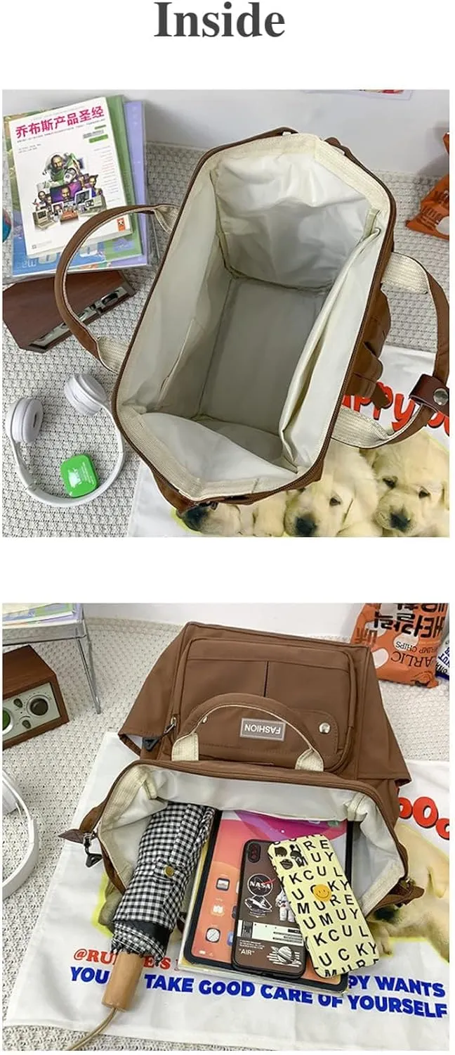 JHTPSLR Preppy Backpack Cute Vintage Backpack Solid Aesthetic Backpack Book Bags Large Waterproof Laptop Backpack Supplies (Black)