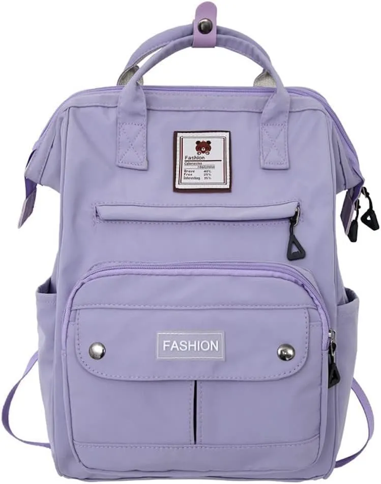 JHTPSLR Preppy Backpack Cute Vintage Backpack Solid Aesthetic Backpack Book Bags Large Waterproof Laptop Backpack Supplies (Purple)