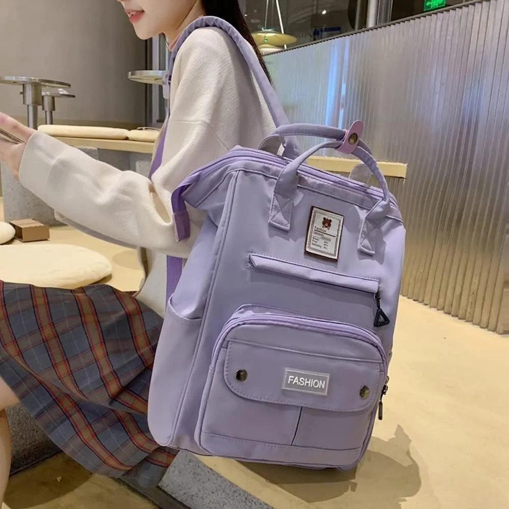 JHTPSLR Preppy Backpack Cute Vintage Backpack Solid Aesthetic Backpack Book Bags Large Waterproof Laptop Backpack Supplies (Purple)