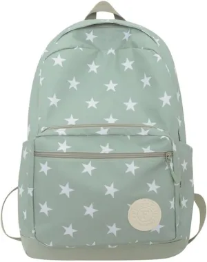 JHTPSLR Preppy Backpack Stars Backpack Kidcore Aesthetic Backpack Cartoon Print Backpack Stars Book Bags Laptop Backpack Supplies (Sage Green)