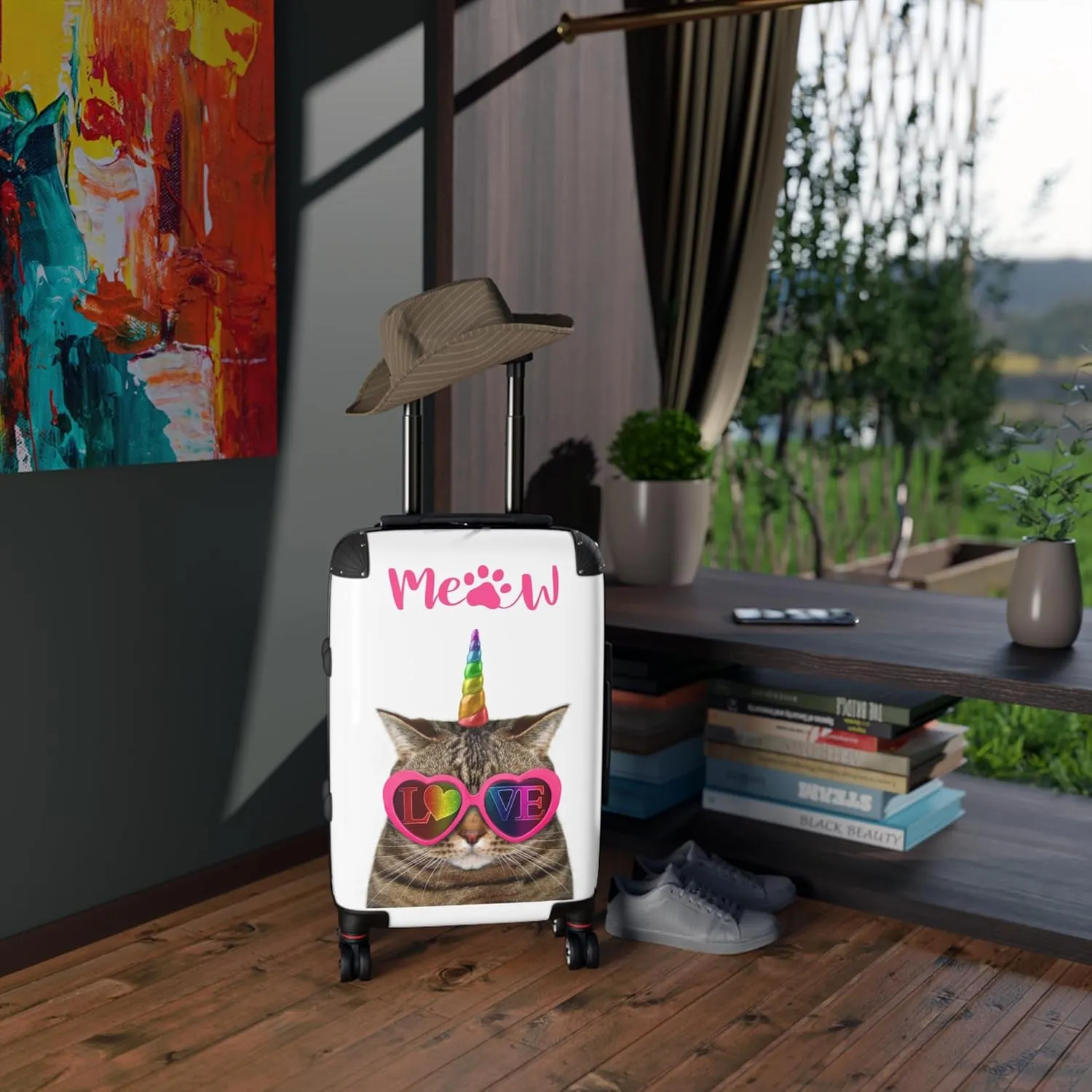 June in Color Meow Out Loud Travel Bag  Durable Hard-Shell Suitcase with 360 Spinner Wheels & Secure Lock for Smooth Travel
