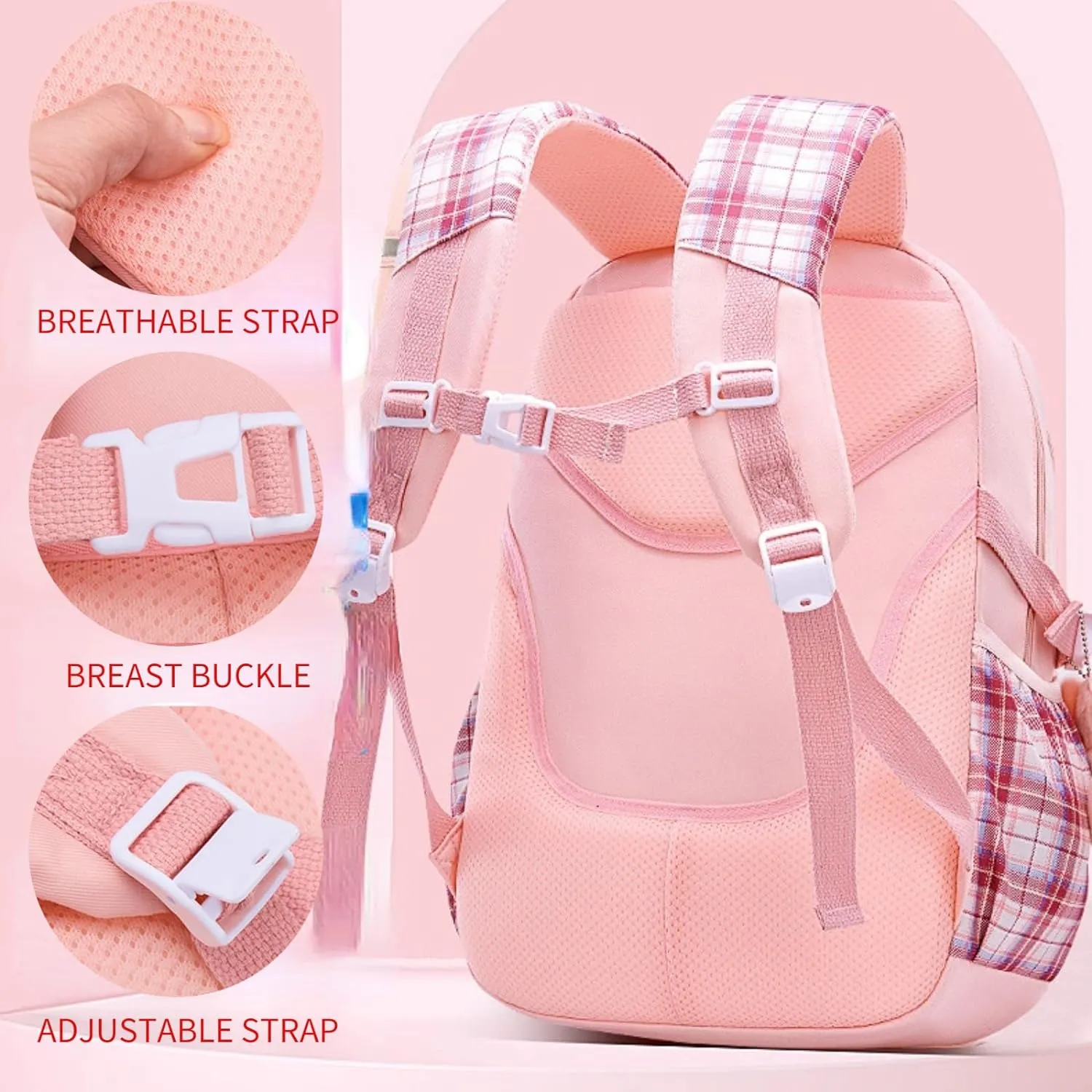 Kawaii Backpack with 18Pcs Accessories Anime Cartoon Anti-Theft Travel Aesthetic New Semester Gifts Bag with Cute Pins