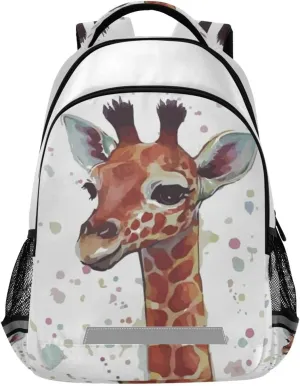 Kcldeci Watercolor Giraffe Kids Backpack for Boys Girls Elementary Schoolbag Kindergarten Bookbags Preschool School Bag Toddler Book Bags Travel Bag