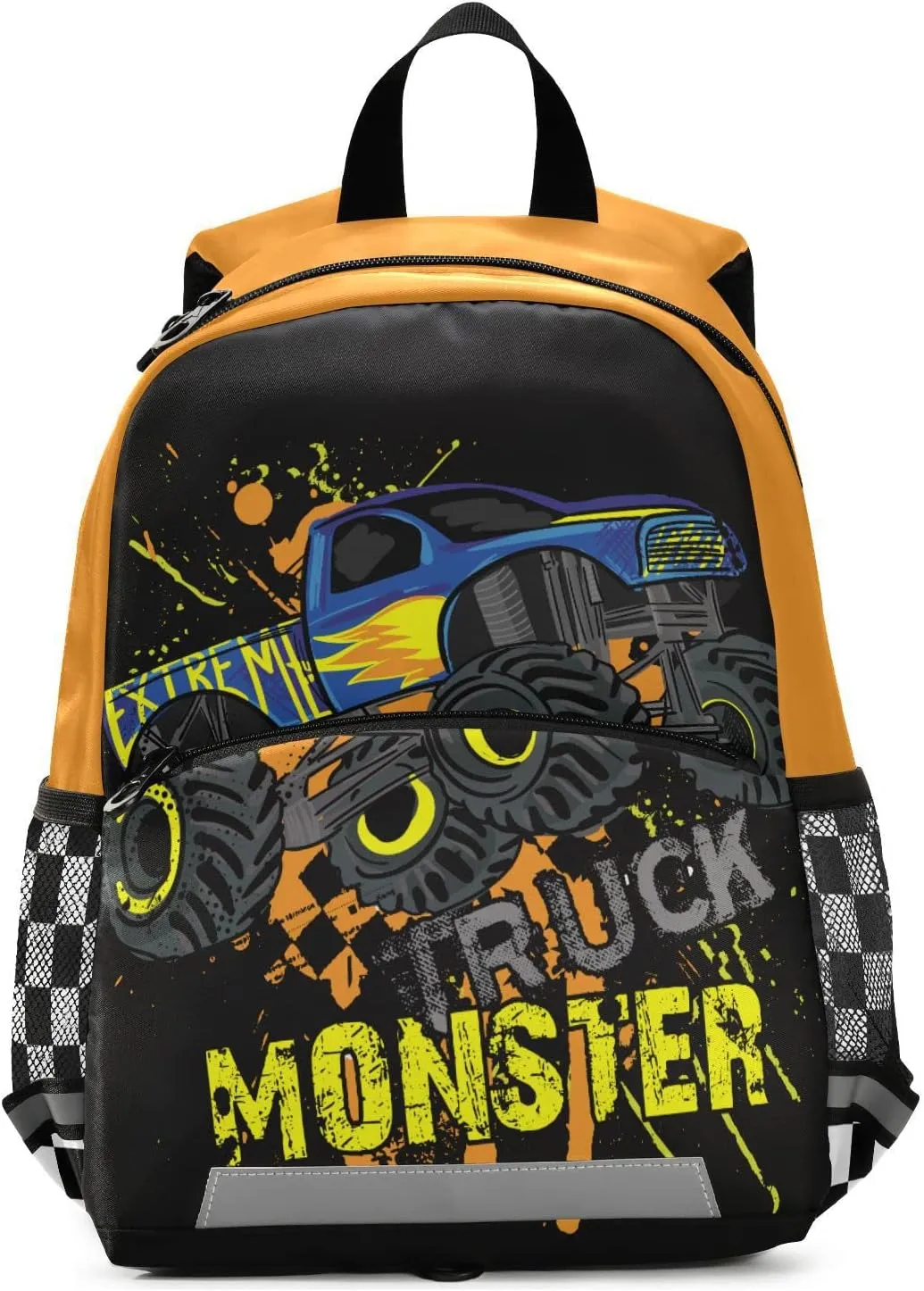 Kids Backpack,Monster Truck Lightweight Preschool Backpack for Toddlers Boys Girls with Chest clip One Size