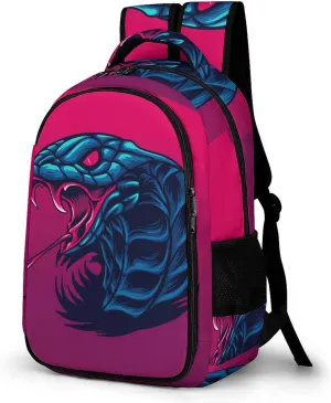King Cobra Snake Travel Laptop Backpack Anime Pink Horror Large Casual Daypack Durable Work Computer Camping Back Packs Bags for Women Men