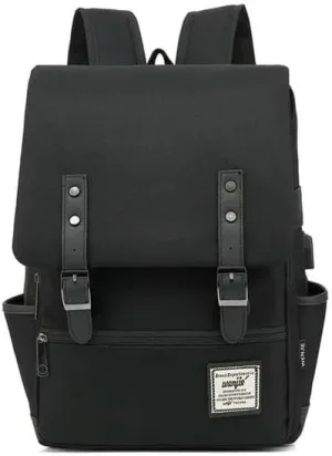 KOSTEN Backpack Women Canvas Backpacks Men Casual Fashion Travel Rucksacks For Laptop-B All Black