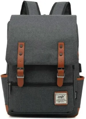 KOSTEN Backpack Women Canvas Backpacks Men Casual Fashion Travel Rucksacks For Laptop-B Deep Gray