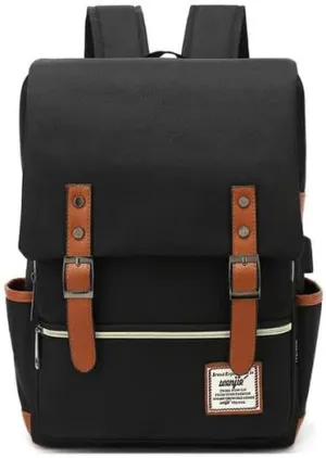 KOSTEN Backpack Women Canvas Backpacks Men Casual Fashion Travel Rucksacks For Laptop-Black