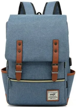 KOSTEN Backpack Women Canvas Backpacks Men Casual Fashion Travel Rucksacks For Laptop-Blue