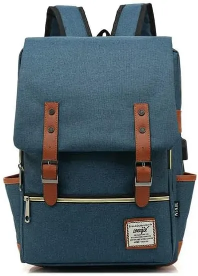 KOSTEN Backpack Women Canvas Backpacks Men Casual Fashion Travel Rucksacks for Laptop-Deep Blue