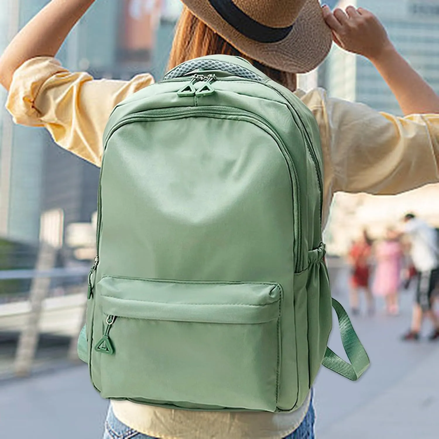 Ladies Multipurpose Design Handbag Adjustable Shoulder Belt Zipper Backpacks Outdoor Travel Backpack for Girls(A)