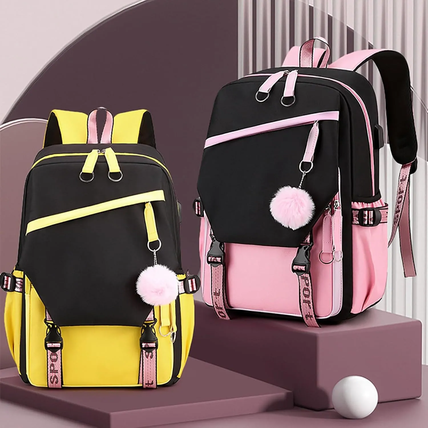 Ladies Multipurpose Design Handbag Comfortable Practical Layered Backpacks Anti Theft Crossbody Bags for Women(Yellow)