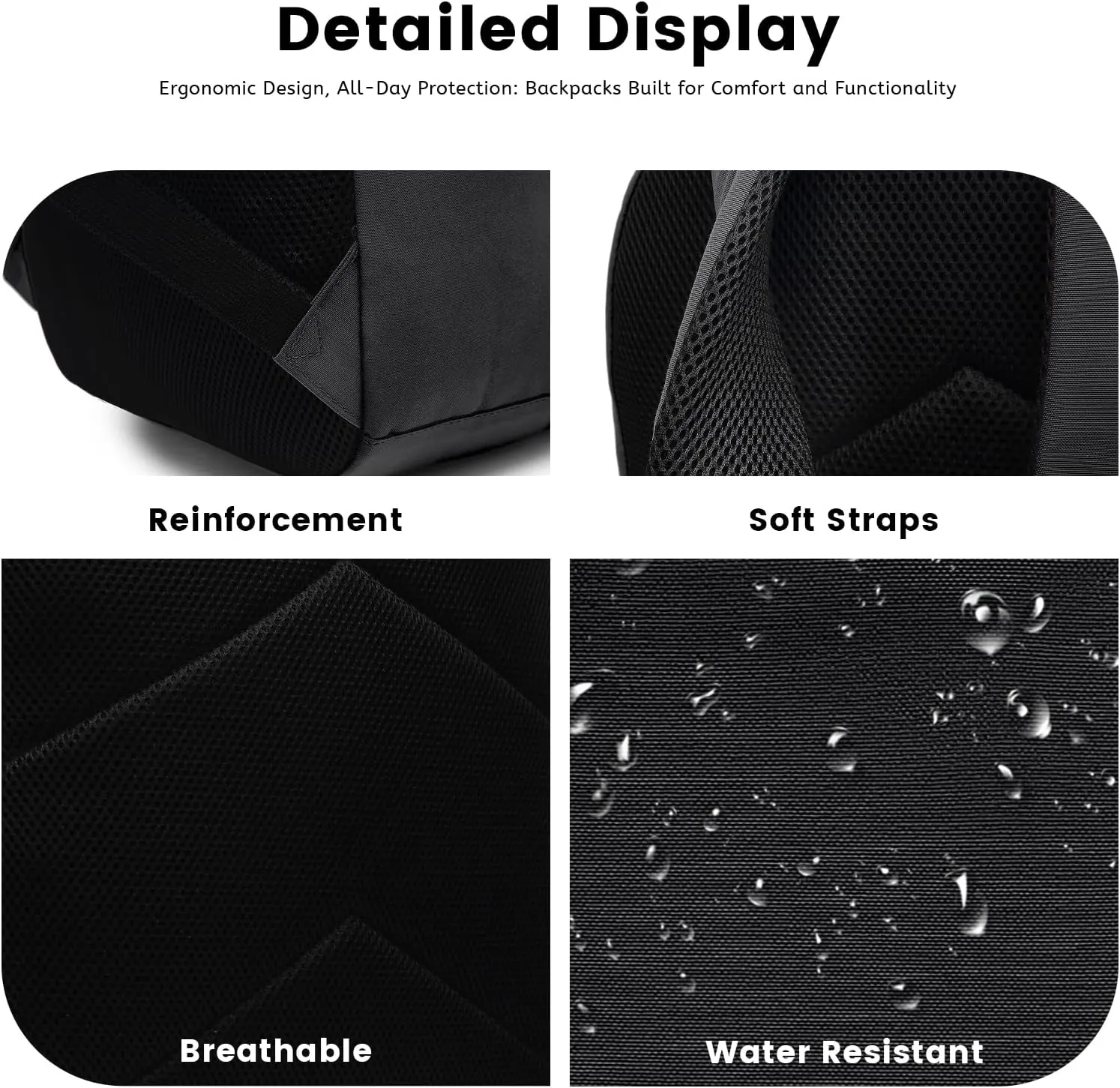 Lanola Basic Multi-Pocket Multipurpose Backpack Classical Water Resistant Student Bookbag For School Business Travel or Casual Daypack Backpacks for Men or Women - Black