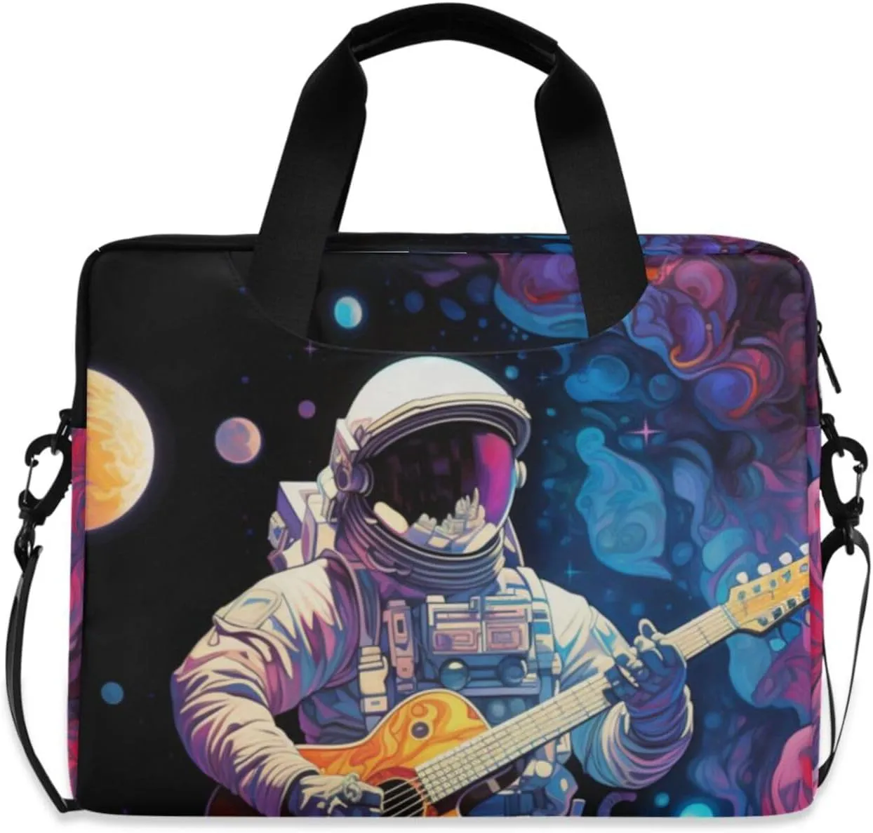 Laptop Bag Fits Up to 16 Inch Computer Astronaut Playing Guitar Laptop Briefcases for Men Women