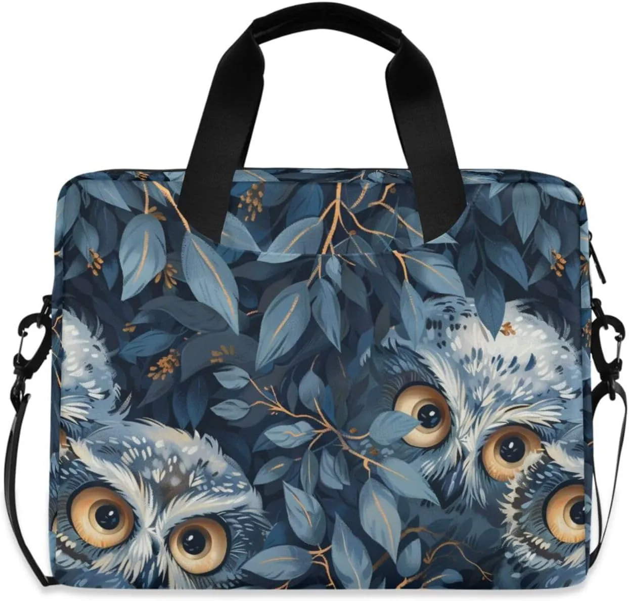 Laptop Bag Fits Up to 16 Inch Computer Blue Owls Leaves Laptop Briefcases for Men Women