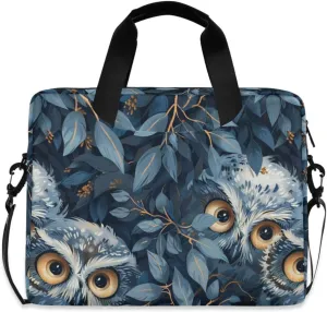 Laptop Bag Fits Up to 16 Inch Computer Blue Owls Leaves Laptop Briefcases for Men Women