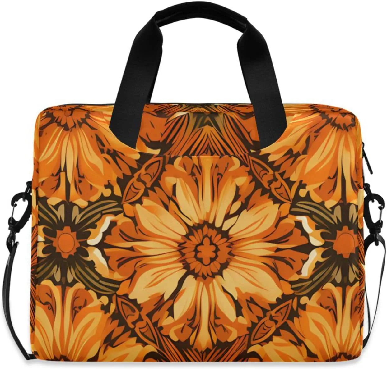 Laptop Bag Fits Up to 16 Inch Computer Orange Petals Laptop Briefcases for Men Women