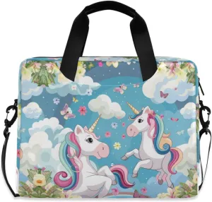 Laptop Bag Fits Up to 16 Inch Computer Unicorns Butterfly Flowers Laptop Briefcases for Men Women
