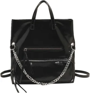 Large Tote Bag for Women Punk Crossbody Bags for Women Vintage Backpack Y2k Shoulder Bag with Chain Satchel Handbag Purse