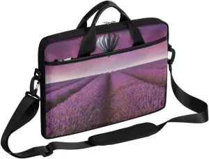 Lavender Field Laptop Shoulder Messenger Bag Waterproof Laptop Briefcase Handle Padded Strap
