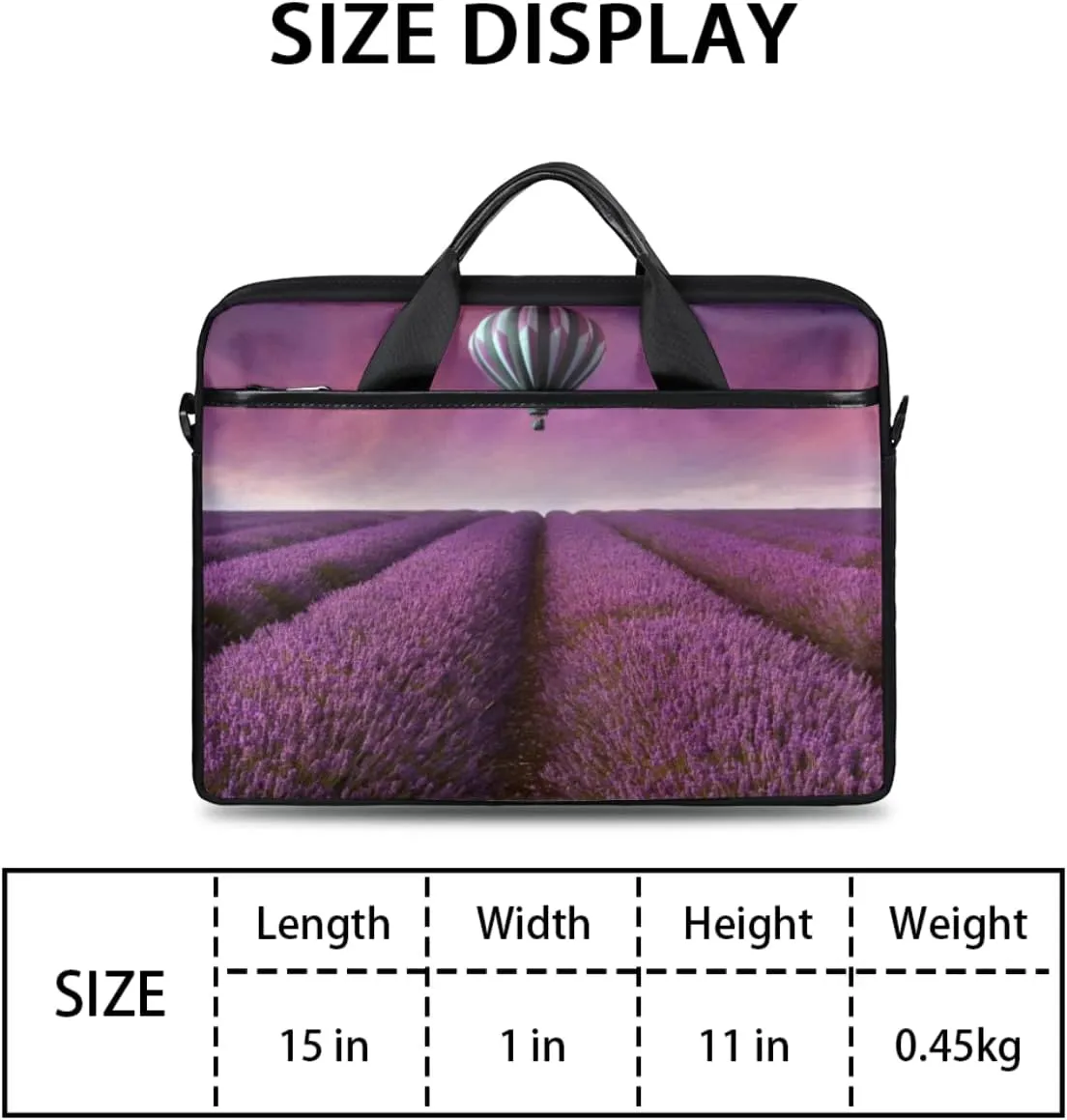 Lavender Field Laptop Shoulder Messenger Bag Waterproof Laptop Briefcase Handle Padded Strap