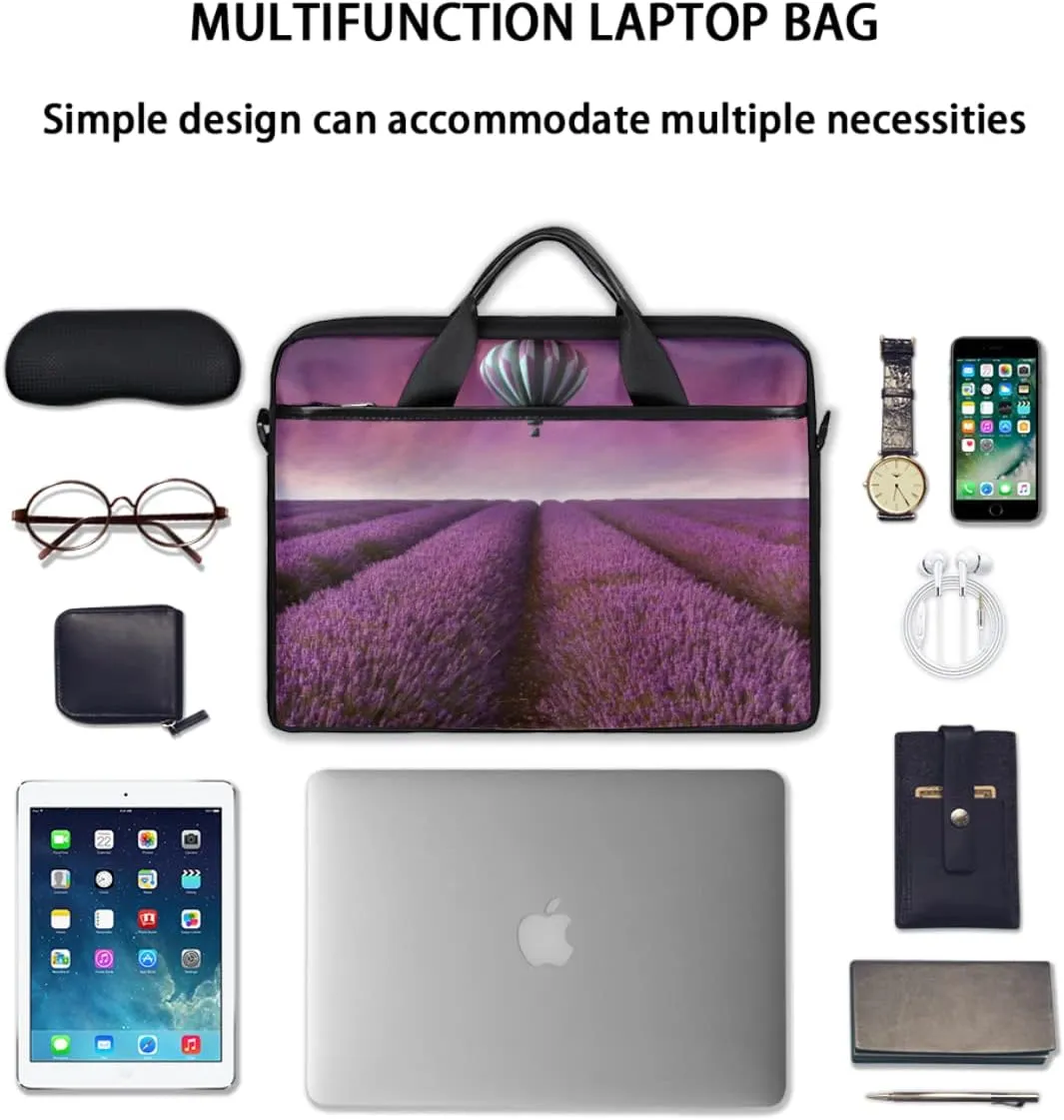 Lavender Field Laptop Shoulder Messenger Bag Waterproof Laptop Briefcase Handle Padded Strap