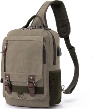 Leaper Retro Crossbody Bag Sling Bag Canvas Messenger Bag for Men Women Shoulder Bag Crossbody Handbags Satchel Travel Bag