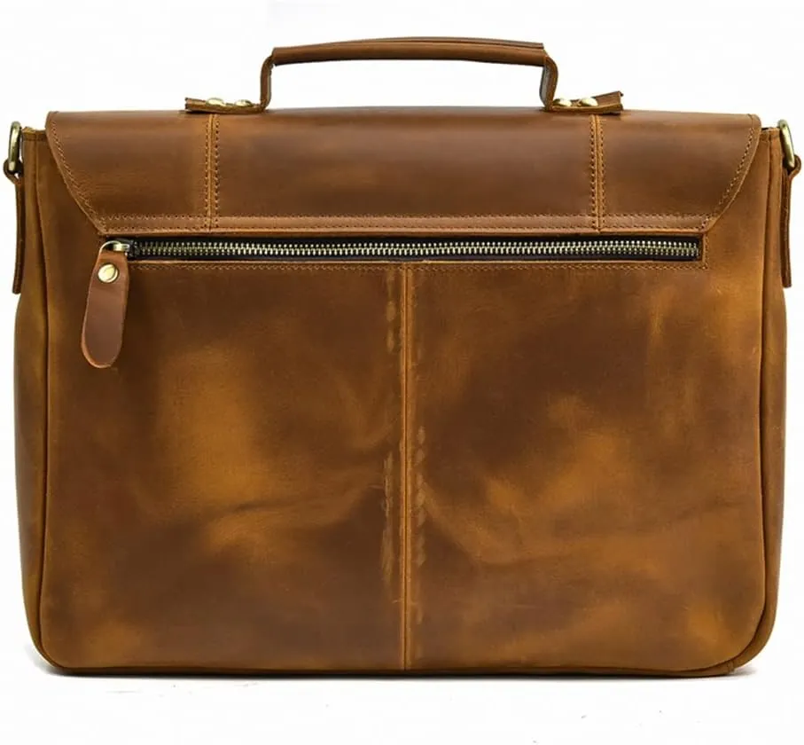 Leather Briefcase of Men MaleLeather Laptop Bag Business Travel Briefcases Computer Bag A4 Shoulder Bag