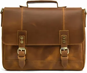 Leather Briefcase of Men MaleLeather Laptop Bag Business Travel Briefcases Computer Bag A4 Shoulder Bag