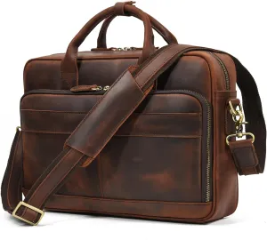 Leather Briefcases, 15.6-Inch Laptop Computer and Tablet Shoulder Bag Carrying Case Business Travel Messenger Bags
