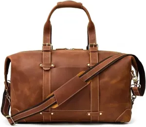 Leather Duffle Bags for Men, Weekender Bag Mens Shoulder Bags Leather Travel Bags for Men Handbags Briefcases (Color : Brown)