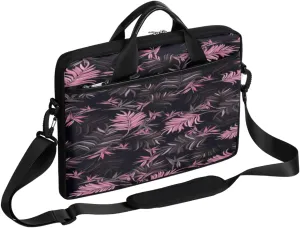 Leaves Black Background Laptop Shoulder Messenger Bag Waterproof Laptop Briefcase with Handle and Padded Strap Case Sleeve for 13 13.3 14 15.6 Inch Laptop Case