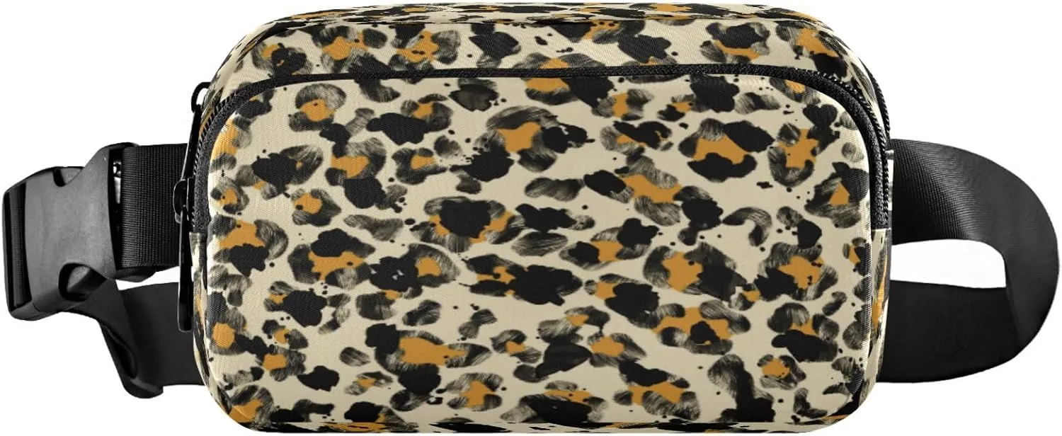 Leopard Animal Skin Camouflage Belt Bag for Women Men Fanny Pack Small Waist Pouch Crossbody Bags for Outdoor Hiking Running Travel