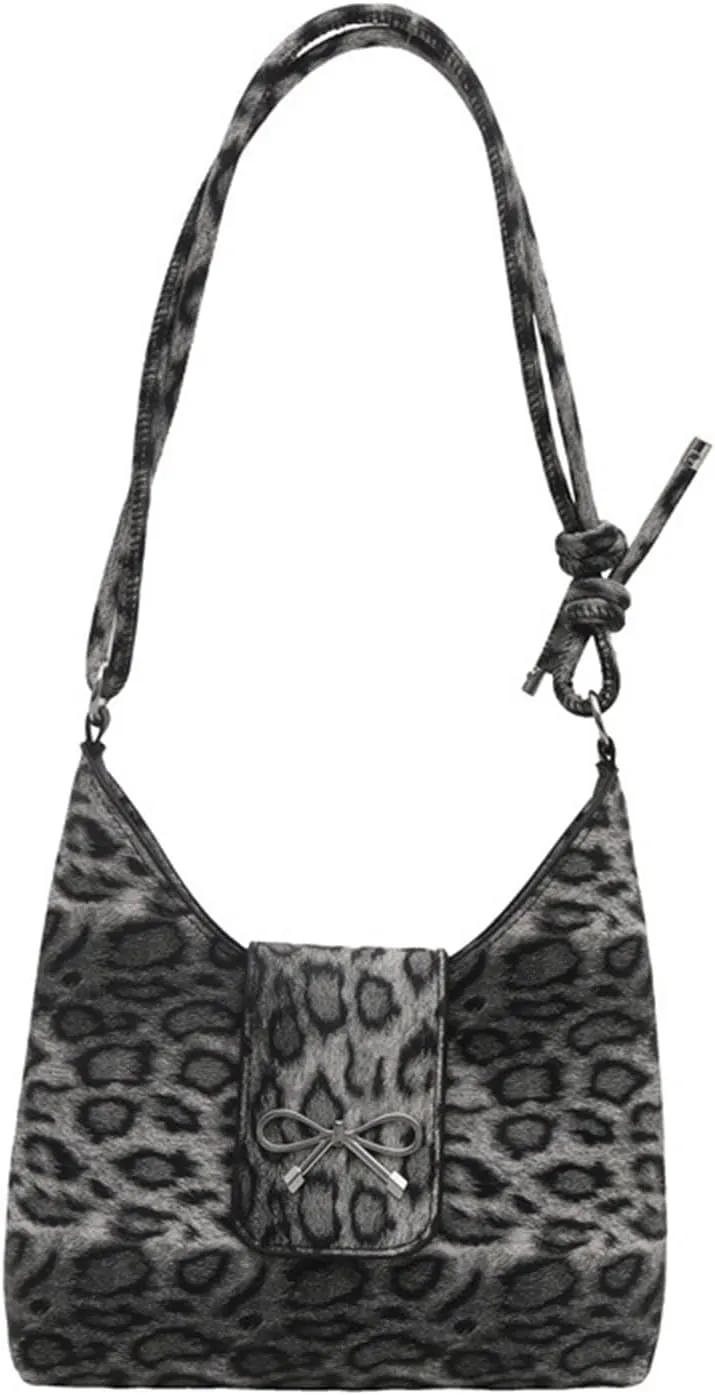 Leopard Print Silver Bow Purse Trendy Leopard Crossbody Bag Cheetah Print Tote Handbag for Women