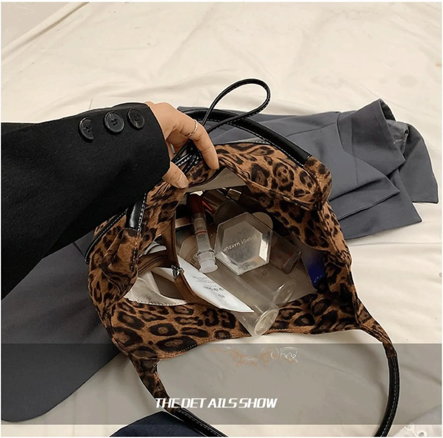 Leopard Purse Bow Drawstring Tote Bag Cheetah Print Leather Patchwork Bottom Crossbody Purse Casual Hangouts