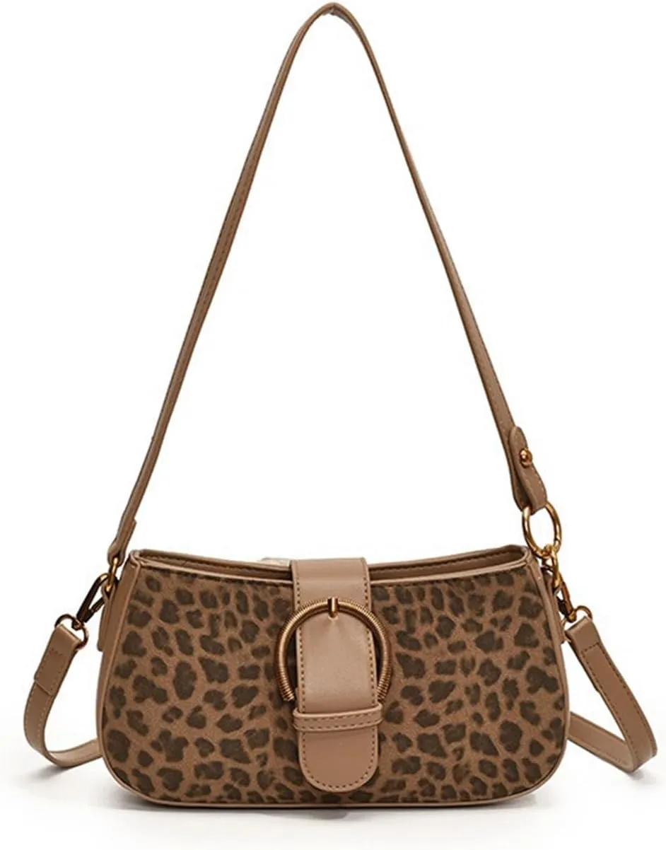 Leopard Purse Cheetah Print Mini Clutch Golden Buckle Crossbody Purses Vintage Y2K Bags Shoulder Bag for Girls