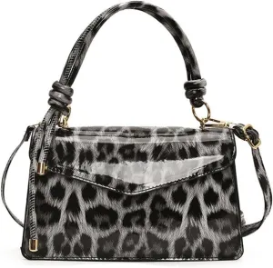 Leopard Purse Cheetah Print Mini Glossy Bag Elegant Knot Crossbody Purse for Girls Prom Wedding Evening Bag