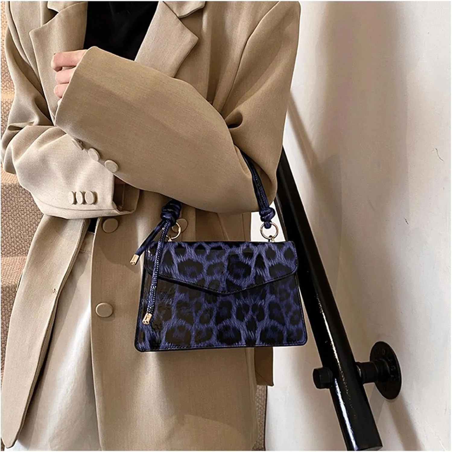 Leopard Purse Cheetah Print Mini Glossy Bag Elegant Knot Crossbody Purse for Girls Prom Wedding Evening Bag