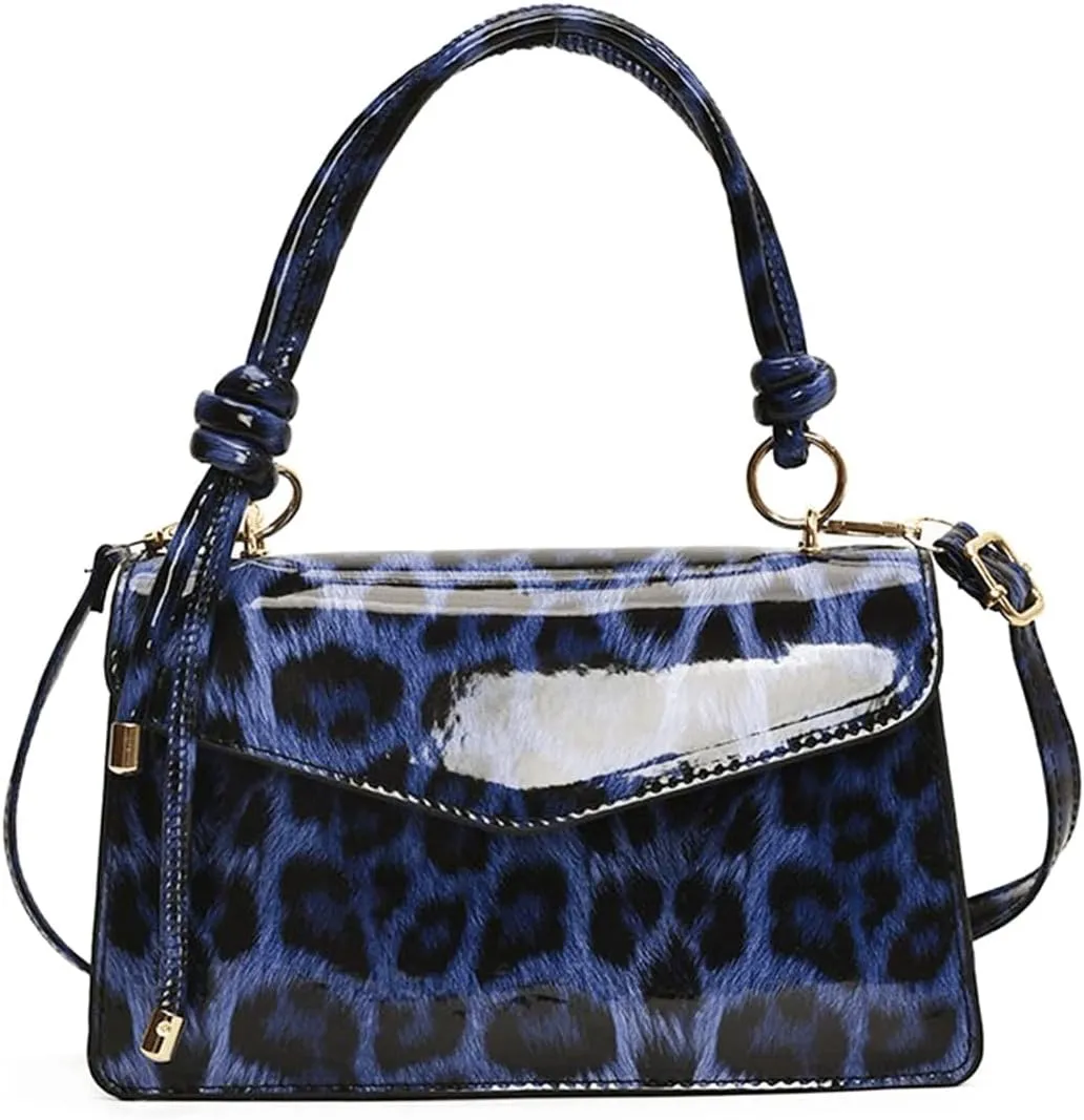 Leopard Purse Cheetah Print Mini Glossy Bag Elegant Knot Crossbody Purse for Girls Prom Wedding Evening Bag