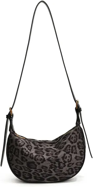 Leopard Purse Cheetah Print Mini Hobo Crossbody Purses Vintage Y2K Moon Bags Crescent Shoulder Bag for Girls