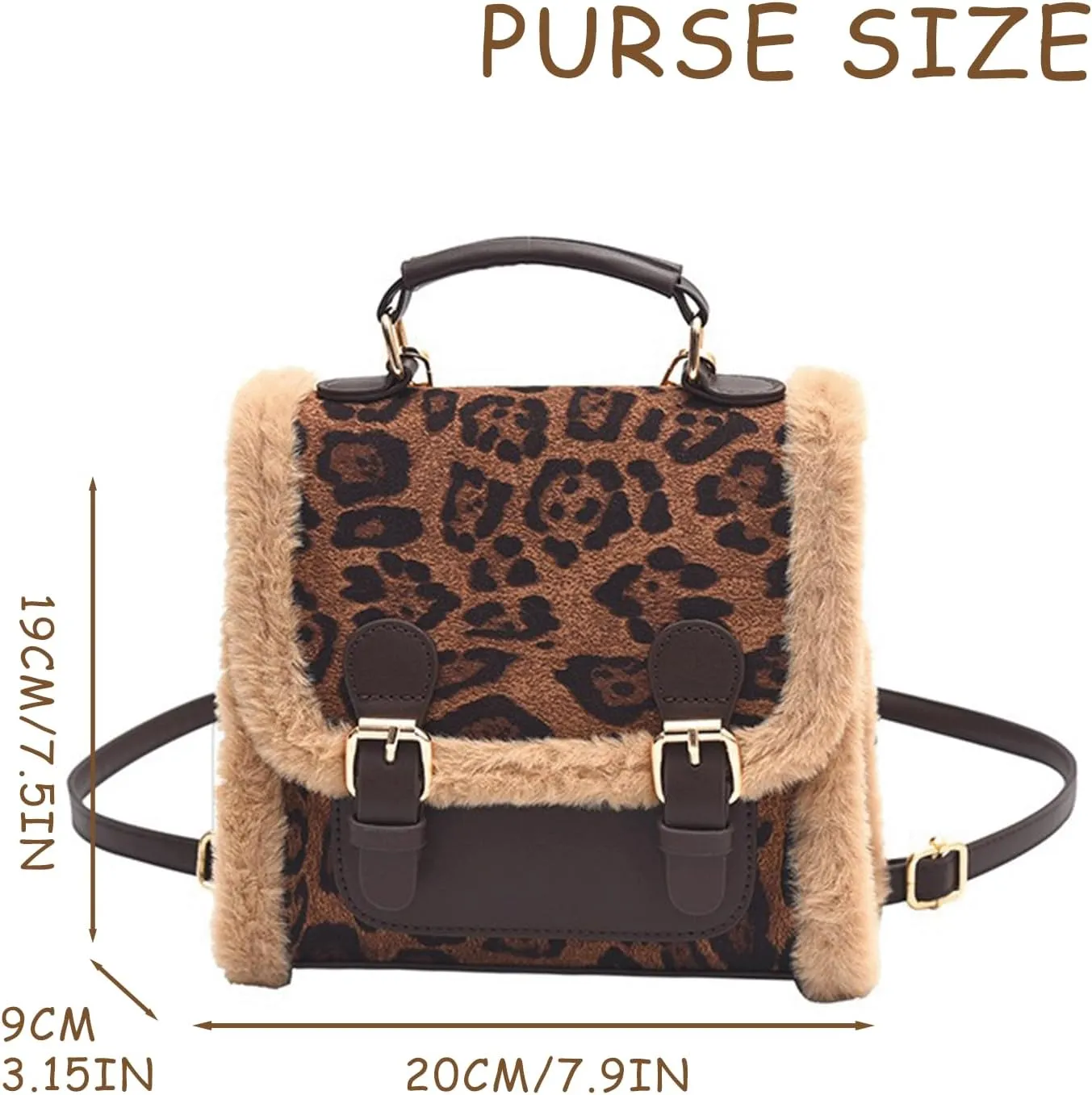 Leopard Purse Faux Fur Crossbody Backpack Suede Cheetah Print Hand Bag Vintage Satchel Y2K Casual Day Out