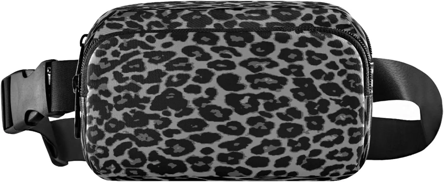 Leopard Skingray Black Pattern Belt Bag for Women Men Fanny Pack Small Waist Pouch Crossbody Bags for Outdoor Hiking Running Travel