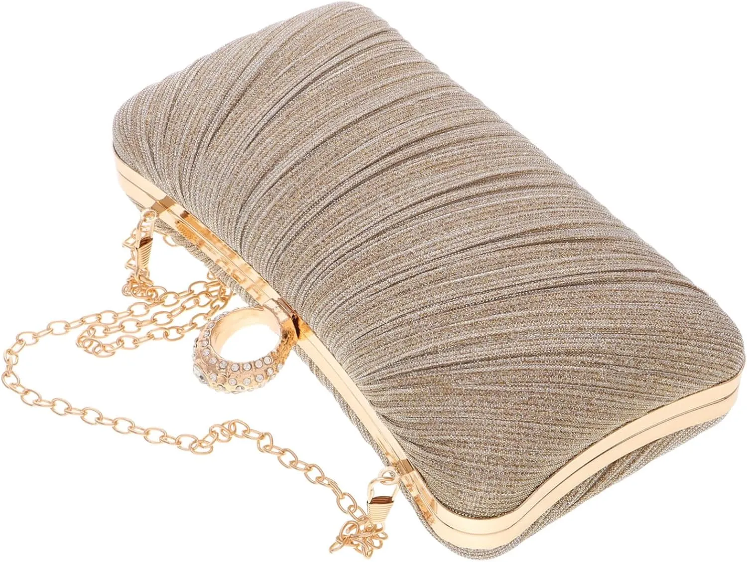LIFKOME Luxury Evening Bag Glitter Pleated Clutch for Women Formal Party Purses