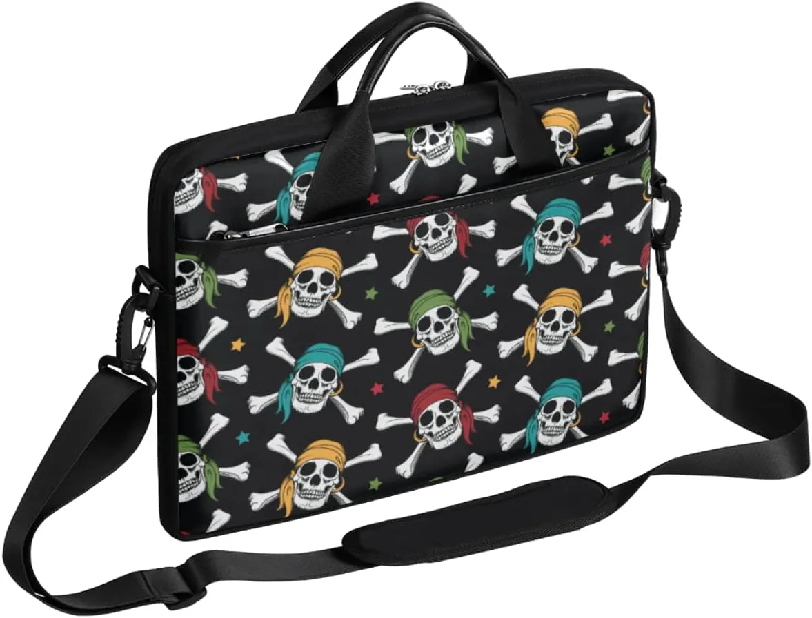 Lifornia Beach Pineapple Skull Laptop Shoulder Messenger Bag Waterproof Laptop Briefcase Handle Padded Strap